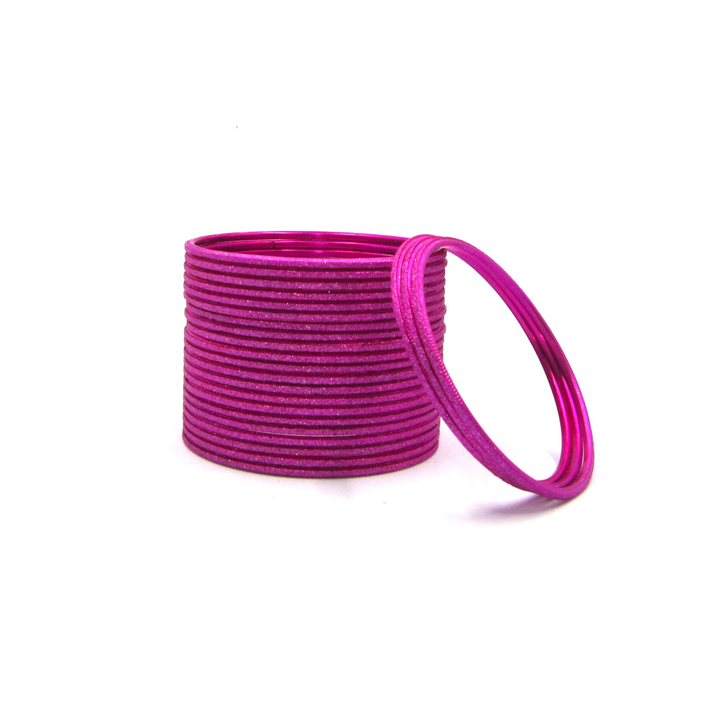 Shiny Rani Pink Metal 24 Bangles by Enava