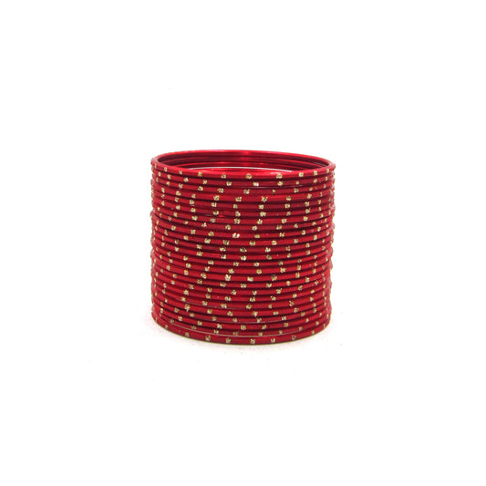 Glitter Red Metal 24 Bangles by Enava