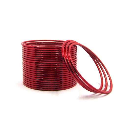 Glossy Red Metal 24 Bangles by Enava