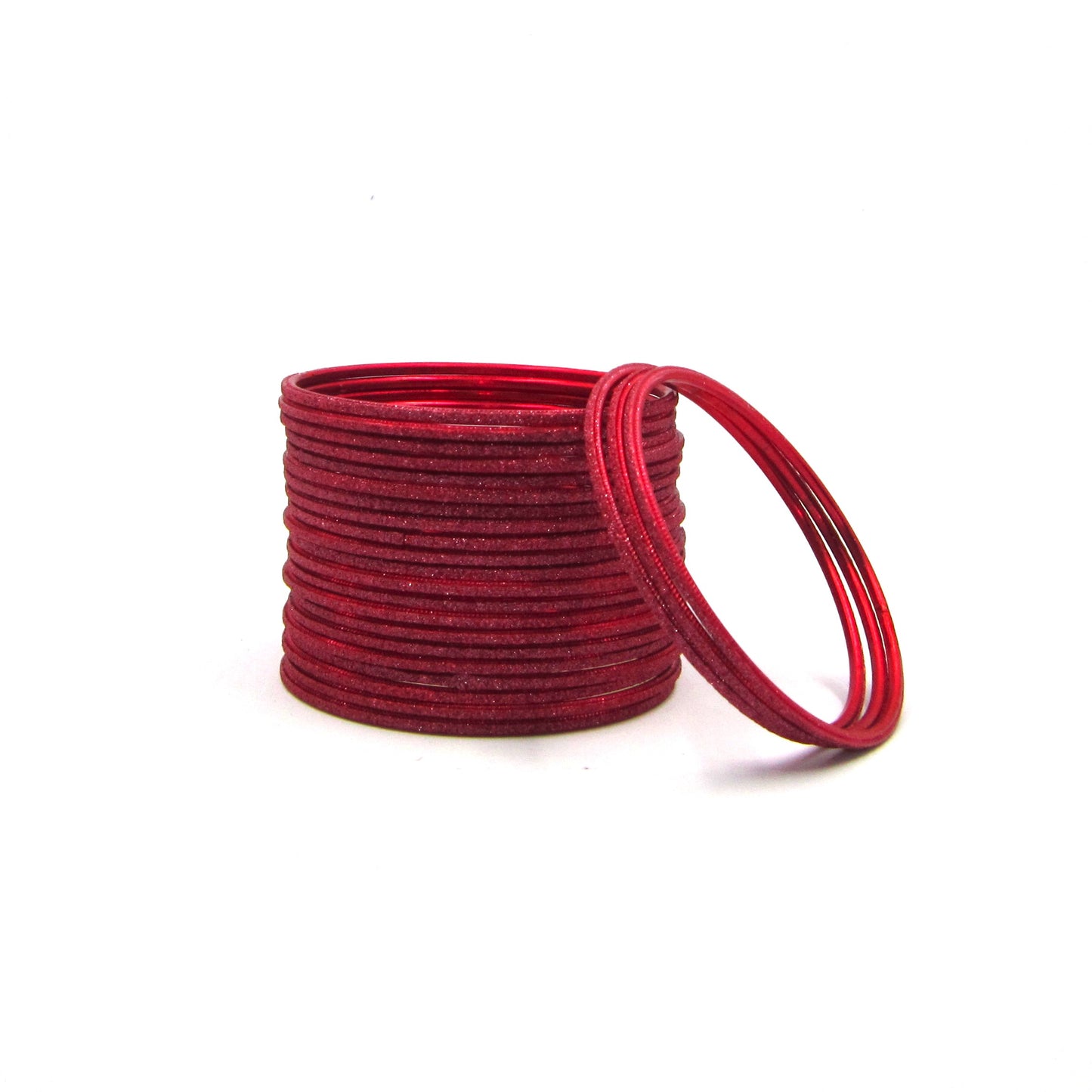Shiny Red Metal 24 Bangles by Enava
