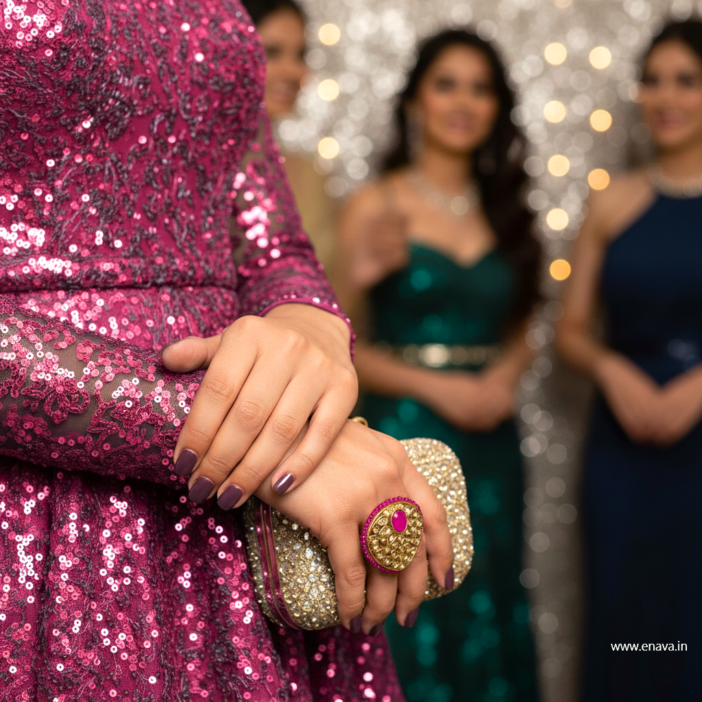 Ruby Kundan Pearl Antique Gold Big Size Ring by Enava Ring Enava Jewels.