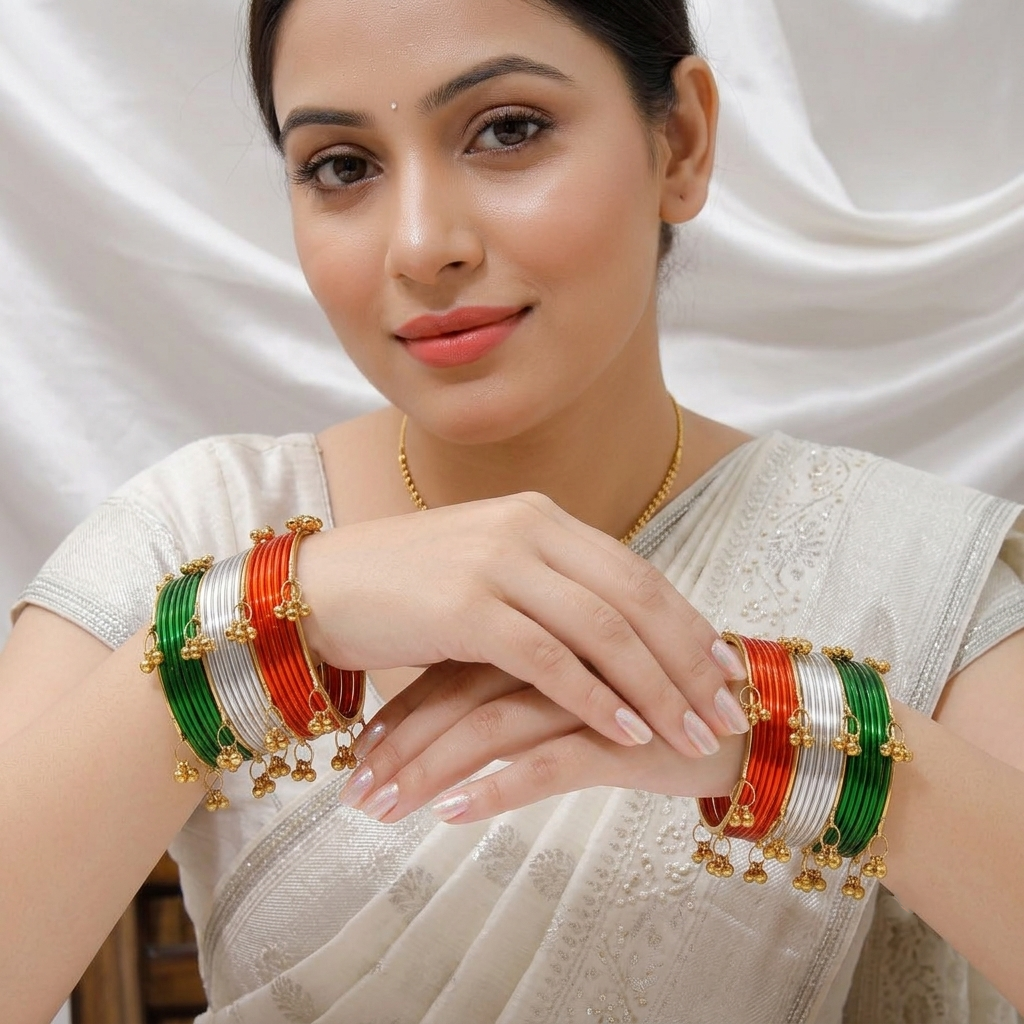 Saffron Trio Charm Metal Bangles