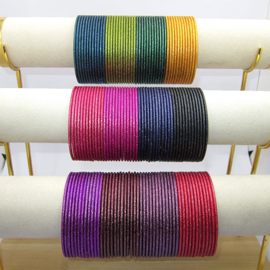 Shiny Dark Color Plus Size Metal Bangles Combo – 12 Colors (1 Dozen Each) by Enava