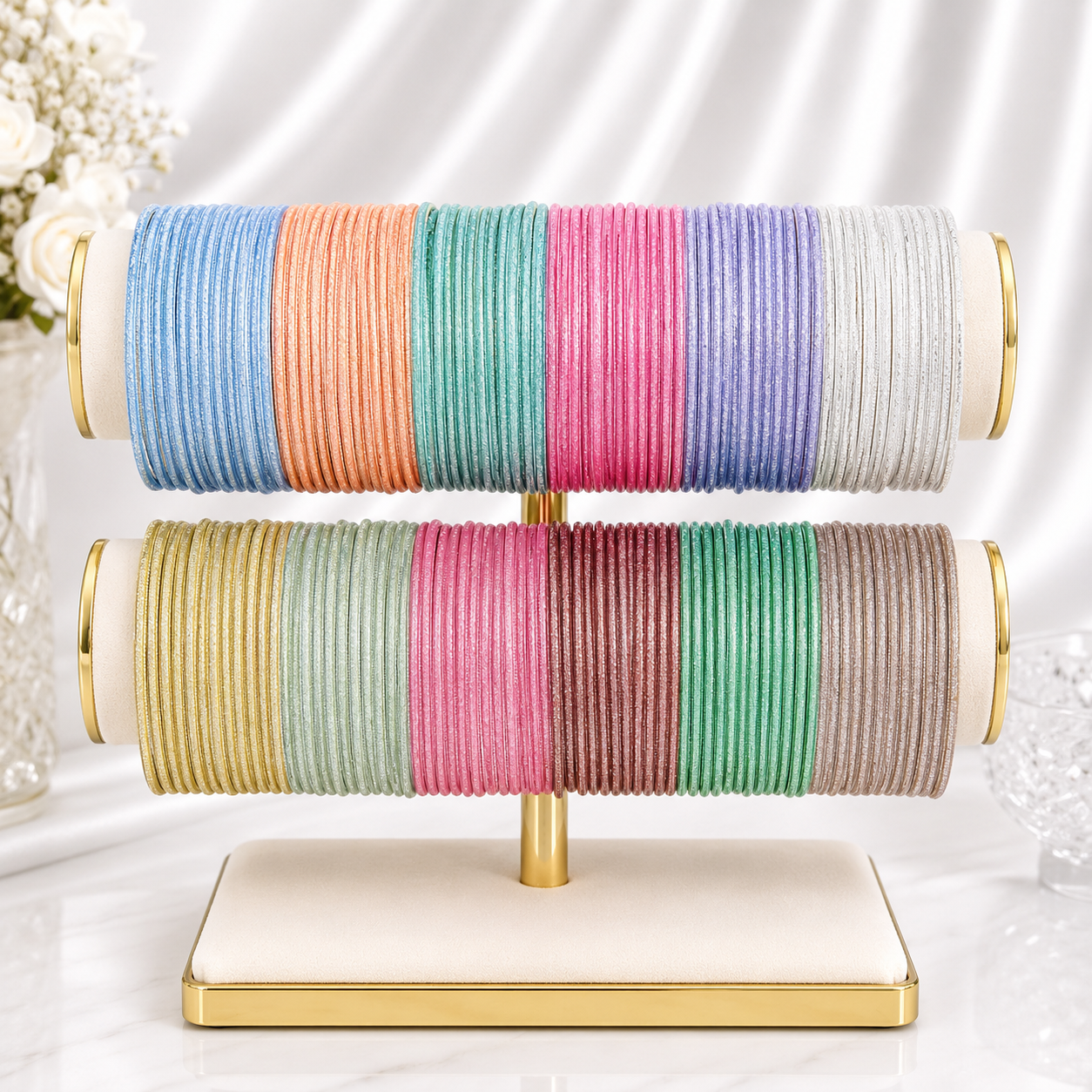 Shiny Light Color Plus Size Metal Bangles Combo – 12 Colors (1 Dozen Each)