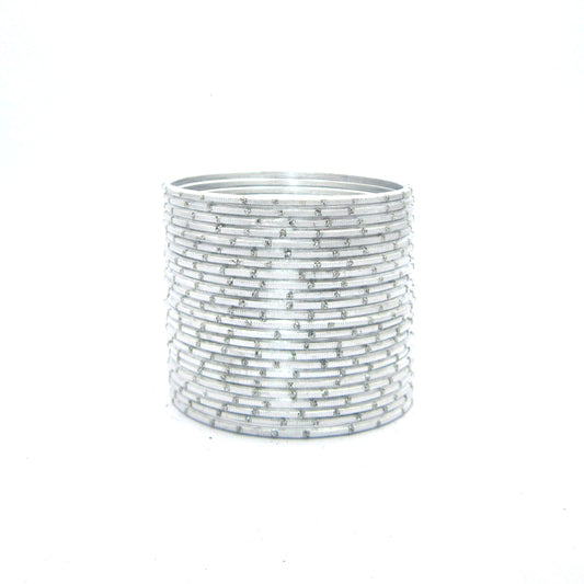 Glitter Silver Metal 24 Bangles by Enava