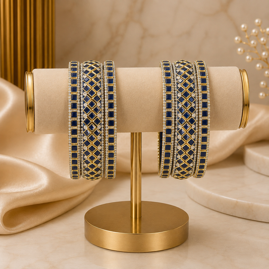 Sitara Chaukor Dark Blue Festive Bangle Set