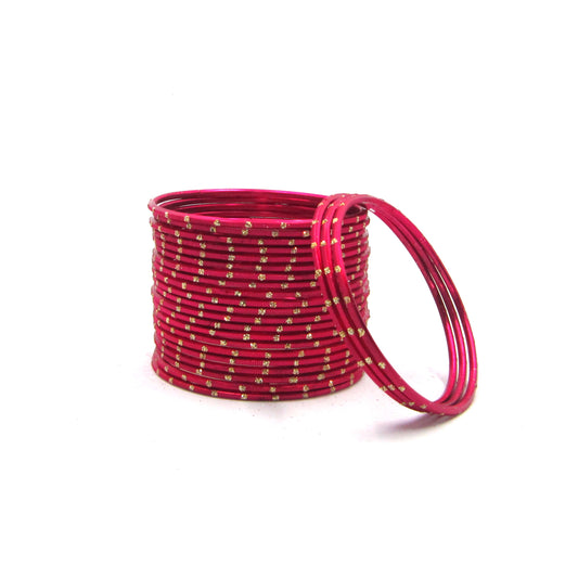 Glitter Strawberry Metal 24 Bangles by Enava