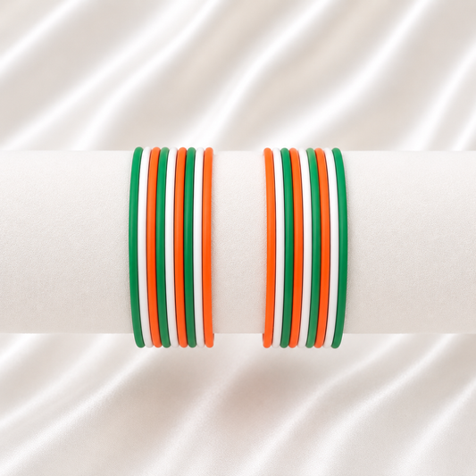 Triveni Elegance Matte Tricolor Metal Bangles