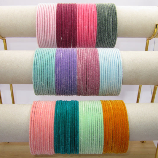 Velvet Light Color Metal Bangles Combo – 12 Colors (1 Dozen Each) by Enava