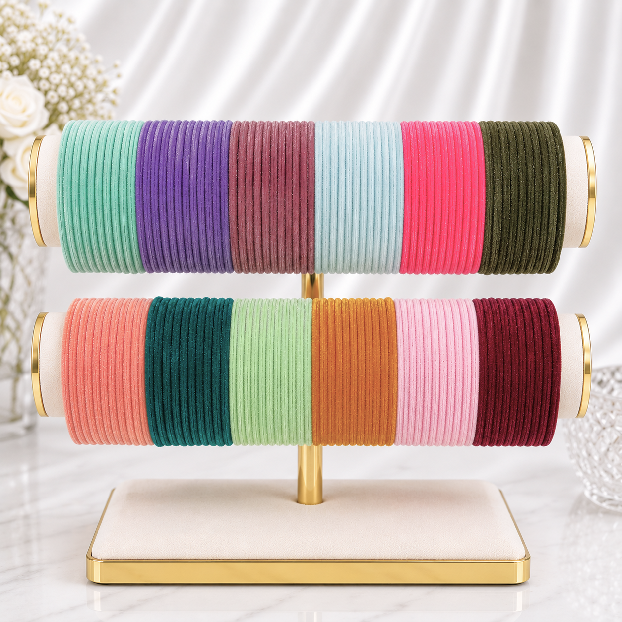 Velvet Light Color Plus Size Metal Bangles Combo – 12 Colors (1 Dozen Each)