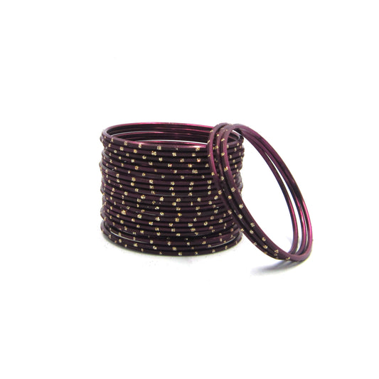 Glitter Wine Metal 24 Bangles by Enava