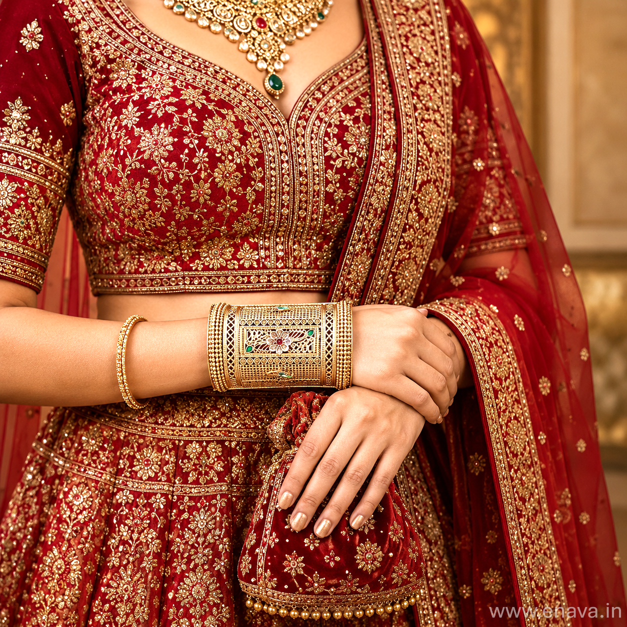 Rajwadi Peacock Stonework Kada Bangles by Enava