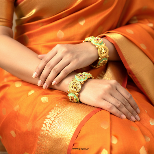 Rajwadi Mahalakshmi Kada Bangles by Enava