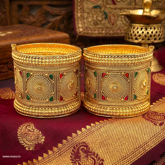 Rajwadi Heritage Broad Kada Bangles by Enava