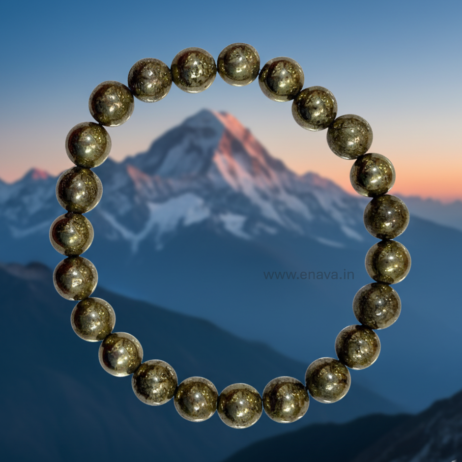 Raw Pyrite Certified Bracelet | Attracts Money and Boost Confidence, Prosperity, Success by Enava Gems Bracelet Enava Jewels.