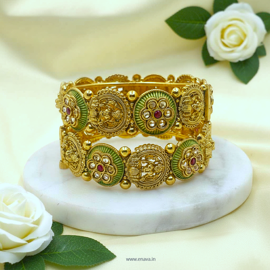 Rajwadi Mahalakshmi Kada Bangles by Enava