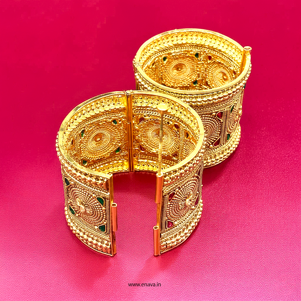 Rajwadi Heritage Broad Kada Bangles by Enava