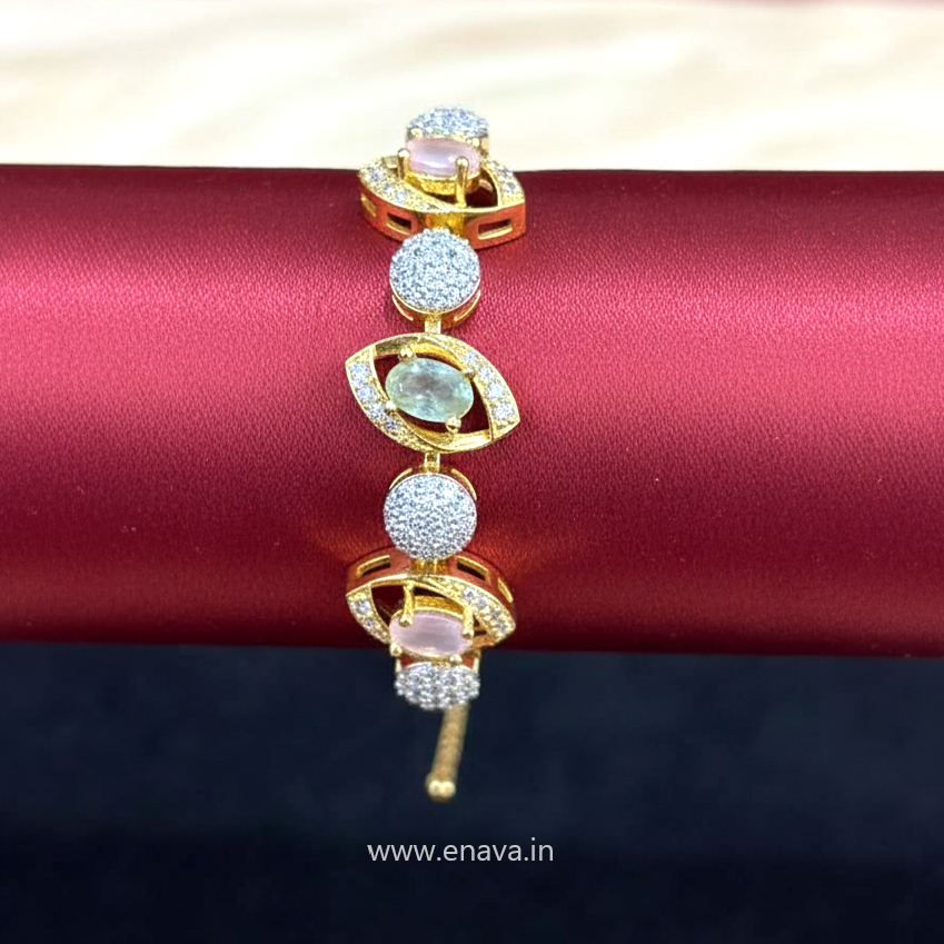 AD CZ Adjustable Multicolor Bracelet with 2 Tone Plating ADBT21007 By Enava