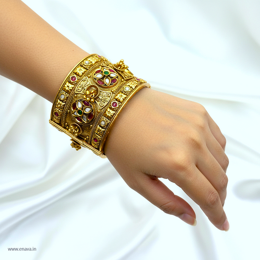 Rajwadi Maharani Ghungroo Heritage Kada Bangles by Enava