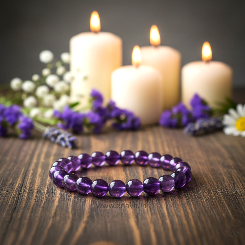 Amethyst Healing Crystal for Calmness & Spiritual Growth | Meditation & Energy Gemstone Bracelet by Enava Gems Bracelet Enava Jewels.