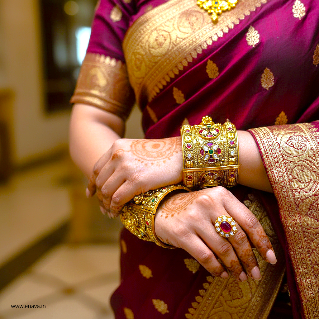 Rajwadi Maharani Ghungroo Heritage Kada Bangles by Enava
